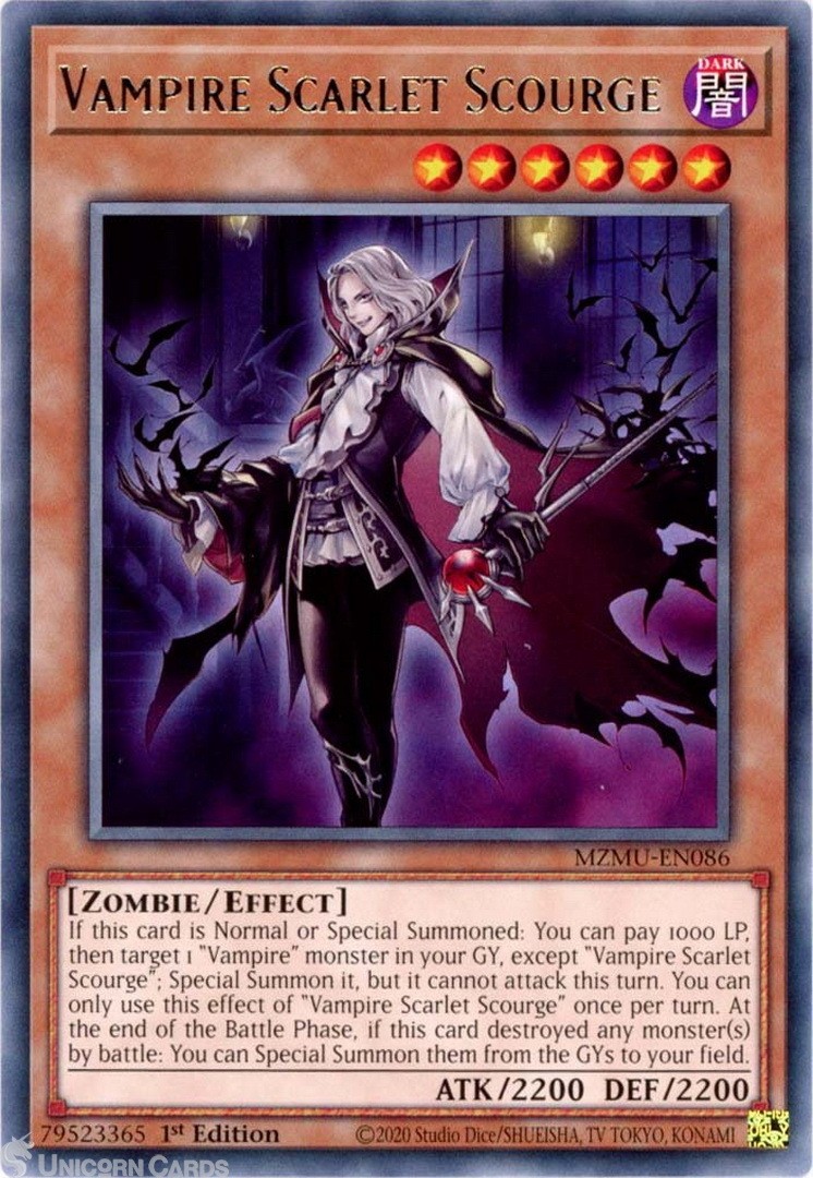 MZMU-EN086 Vampire Scarlet Scourge : Rare 1st Edition Mint YuGiOh Card