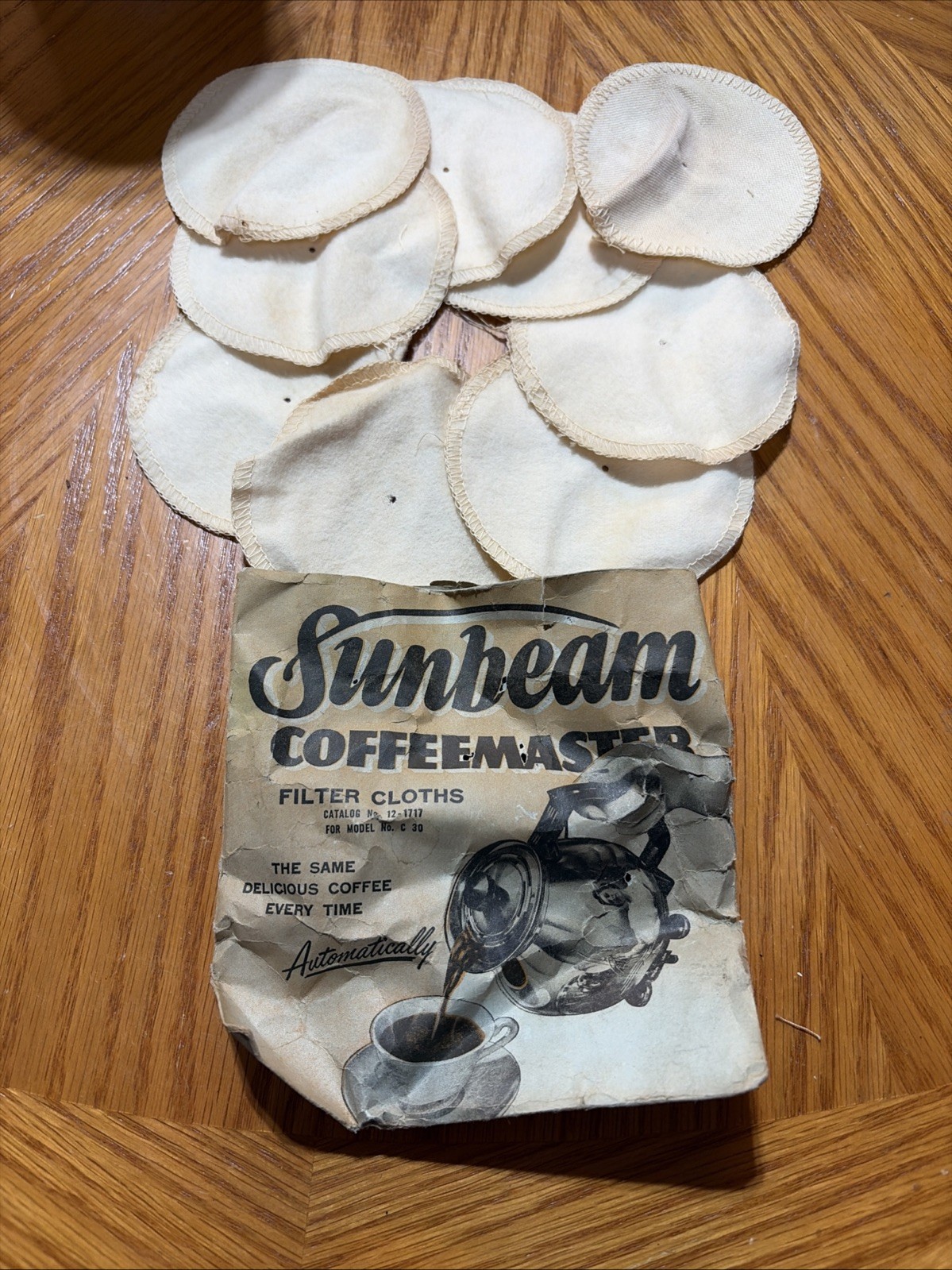 Vintage Sunbeam Coffeemaster Filter Cloths  For Model C-30 Bag With 9 Filters