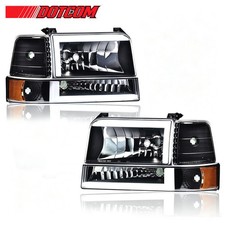 For 1992-1996 Ford Bronco F-150 F-250 Black Clear Led Drl Headlights Headlamps