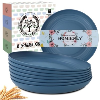 Unbreakable 8 Pcs Deep Dinner Plates Reusable Plastic Wheat Straw Plates Set ...