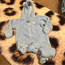 Carter  s Baby Boys Bear Fleece Snowsuit Size 9 Months Blue w/ Hood Light Blue