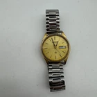 Vintage Rare 1988 Seiko SQ Mens 5Y23-8040 Gold Dial Day-Date Watch R1