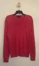 Polo Ralph Lauren Mens V-Neck Slim Fit Pima Cotton Sweater M Medium Pink