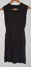 LOFT Black Utility Shirt Dress Womens XS Sleeveless Drawstring Waist Mini