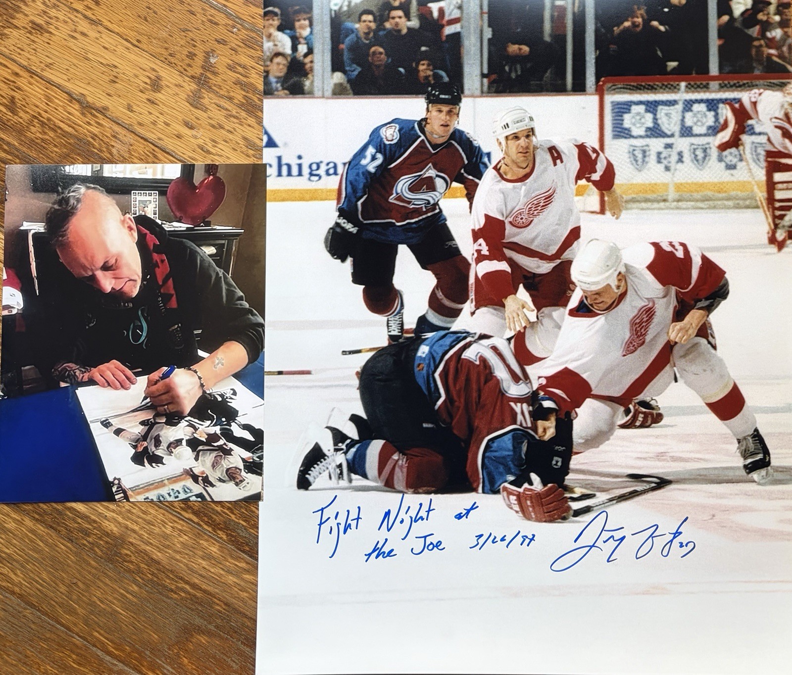 Darren McCarty & Lemieux 16x20 Autographed By Darren INSCRIP Fight Night At Joe