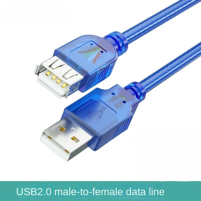Blue USB 2.0 24AWG Copper EXTENSION Cable A Plug to Socket Lead 1m 1.5m 2m 3m 5m - Image 2 of 4
