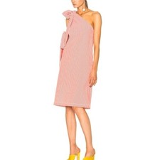 MSGM One-Shoulder Dress with Red and White Stripes size 40 us s/6