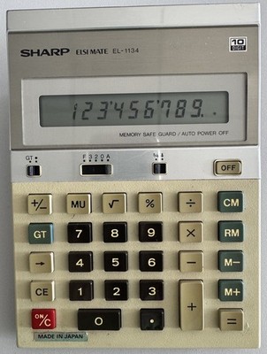 Sharp Elsi Mate EL-1134 Retro Vintage Taschenrechner | große Tasten