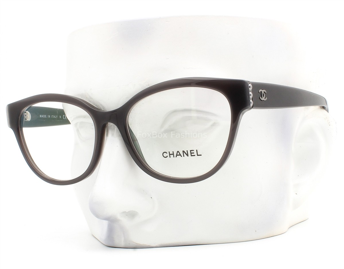 Chanel Eyeglasses Glasses 3440H Transparent Dark Gray Glass Pearls