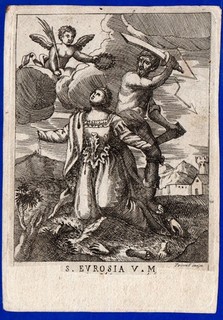 SANTA EUROSIA DI JACA SANTINO IMAGE PIEUSE HOLY CARD ENGRAVING ENGRAVINGS