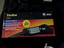 Vintage AT&T Trimline 210 Phone Touch Tone Push Button Black Telephone NEW 
