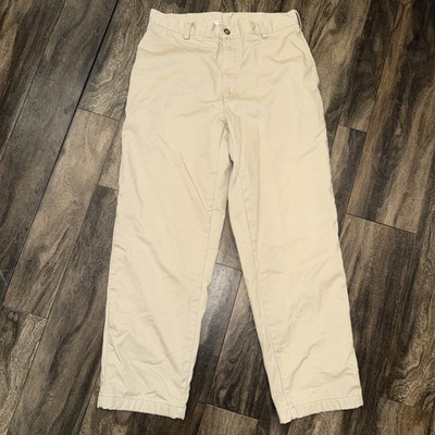 Vintage LL Bean Double L Natural Fit Plaid Lined Khaki Beige Pants Men's 33x29