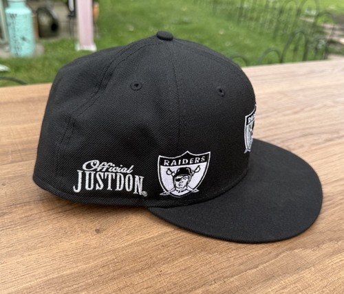Men's New Era Black NFL Las Vegas Raiders Just Don Fitted Hat 7 5/8 - Picture 4 of 9