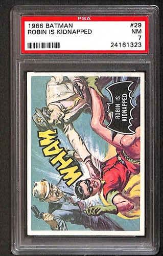 1966 Topps Batman Black Bat #29 Robin Is Kidnapped — PSA 7