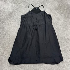 Madewell Silk Strappy Mini Slip Dress Womens 8 Black Racerback Waist Drawstring