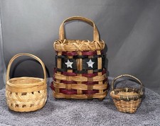 Vintage Miniature Woven Baskets Lot of 3 Handcrafted Rustic Decor