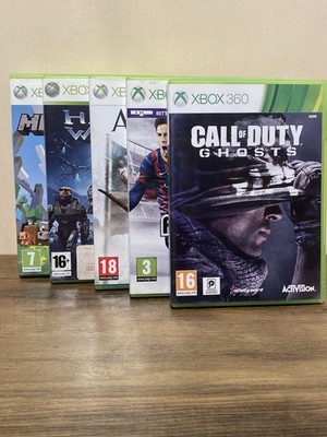MICROSOFT XBOX 360 BUNDLE MINECRAFT COD HALO FIFA ASSASSINS CREED SPIELE LOT OF 5