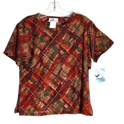 Erin London womens top abstract w/ gold lame fiber Size Petite Medium New NOS