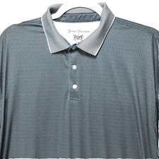 Hickey Freeman Golf Polo Shirt Mens 2XL XXL Blue Geometric Print Short Sleeve