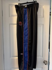 NBA New York Knick ZipWay Track Warm Up Tear Away Pants Black W/ Blue XL