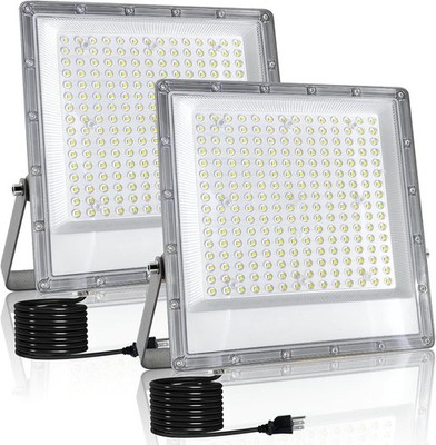 2 Pack 200W LED Flood Lights Outdoor Waterproof Plug in for Yard Garden Stadium