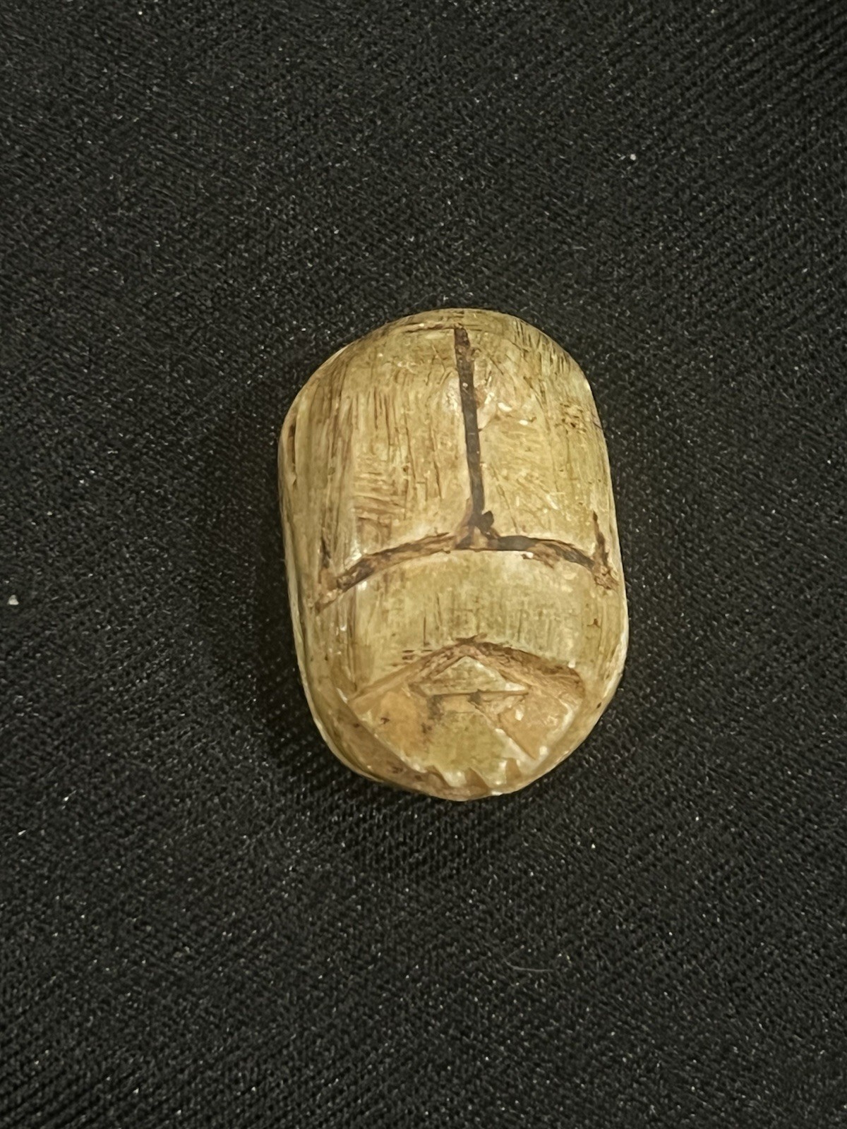 Egyptian Scarab Beetle Amulet Rare heiroglyphic art On Back