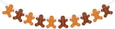 Gingerbread Garland Christmas Banner  Man Orange  Brown