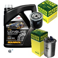 Mann Inspektionspaket 5L Mannol Longlife 504/507 5W-30 FüR VW Lupo 1.7 SDI Skoda
