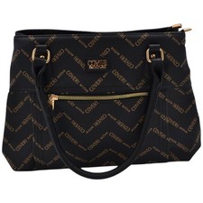 Borsa a spalla da donna firmata Coveri Active trapezio nera con tracolla stampa 