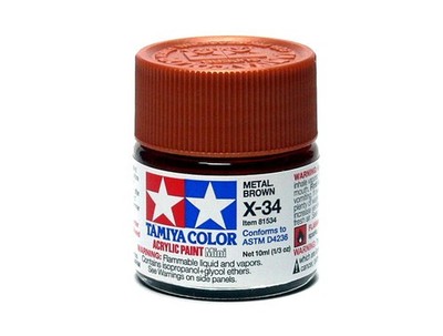 2x TAMIYA 81534 Model Color Acrylic Paint X-34 Metal Brown Net 10ml CA382