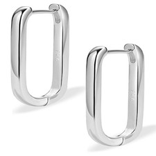 Sterling Silver Hoop Earrings for Women - Trendy Small Chunky 925 Silver Plated