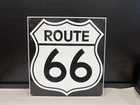 Vintage Ande Rooney Route 66 black & white porcelain on metal sign 12x11x1