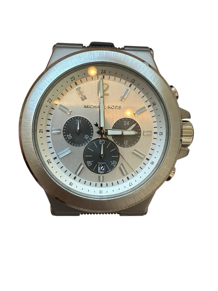 Reloj grande Michael Kors Jet Set Dylan MK-8183 correa de goma gris para hombre Foto 2 de 4