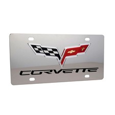 C6 Corvette Logo Script Stainless Steel 12x6 Display License Plate USA Made