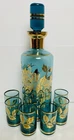 Teal Bohemia Crystal Czechoslovakia 7-Piece Decanter & Glass Set