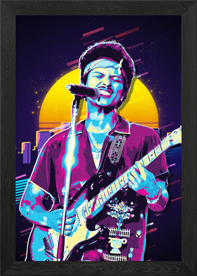 Bruno Mars Retro Kunst Gerahmtes Wandbild Poster Leinwanddruck Bild