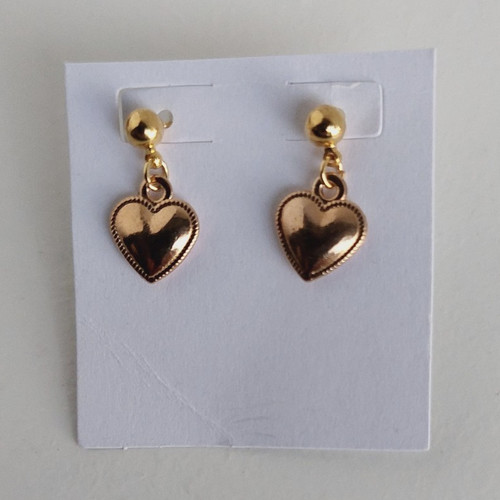 Gold Tone Heart Love Dangle/Drop Earrings, Metal Butterfly Closure