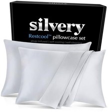 Restcool Silver Infused Cooling Pillowcase Set - 2 Queen U.S. Standard Gray