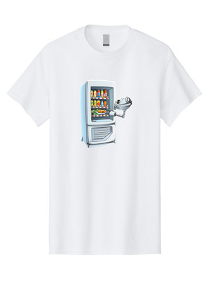 Robot-Grabbing-Pizza Mens Graphic Tee, 100% Cotton, Casual Summer Wear