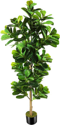 7.3Ft Fiddle Leaf Fig Tree - Realistic Faux Plant for Home & Office Decor