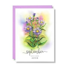 TUMYBee Aster Quilling Birthday Card for Women, 5x7in September Birth Flower