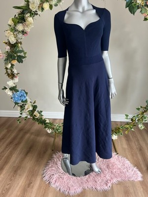 TED BAKER Midikleid TB 1 UK 8 Karolan Navy Strick Herzausschnitt NEU