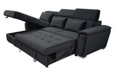 Antonio Velvet Corner Sofa Bed with Storage & USB – Double Sleeper Modern Design
