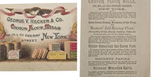 1880 antique GEORGE V HECKER & CO ny CROTON FLOUR MILL ad card farina grits