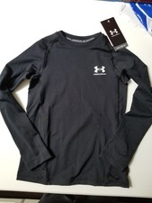 Under Armour Boys Black Long Sleeve Shirt YSM Small New