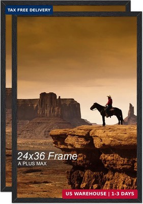 A PLUS MAX 24x36 Picture Frame Set of 2, Black Engineered Wood Frame for 24 x 36