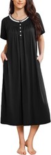 Long Nightgowns for Women Short Sleeve Sleepshirt Button Sleep
