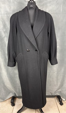 Vintage Donny Brook Long 100 Wool Coat Womens 8 Black Shawl Collar Cacoon Shape