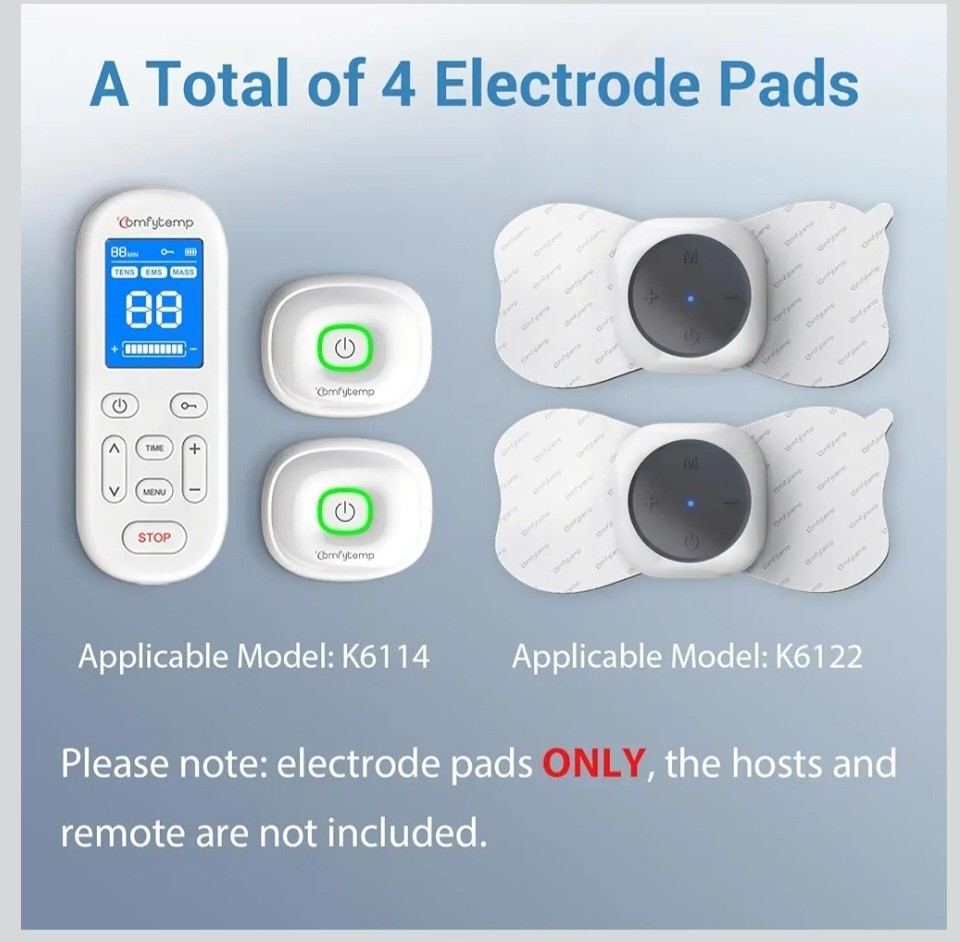 Comfytemp Wireless Tens Machine Pads for Model K6114 K6122| 4 Pack Wireless TENS view 2