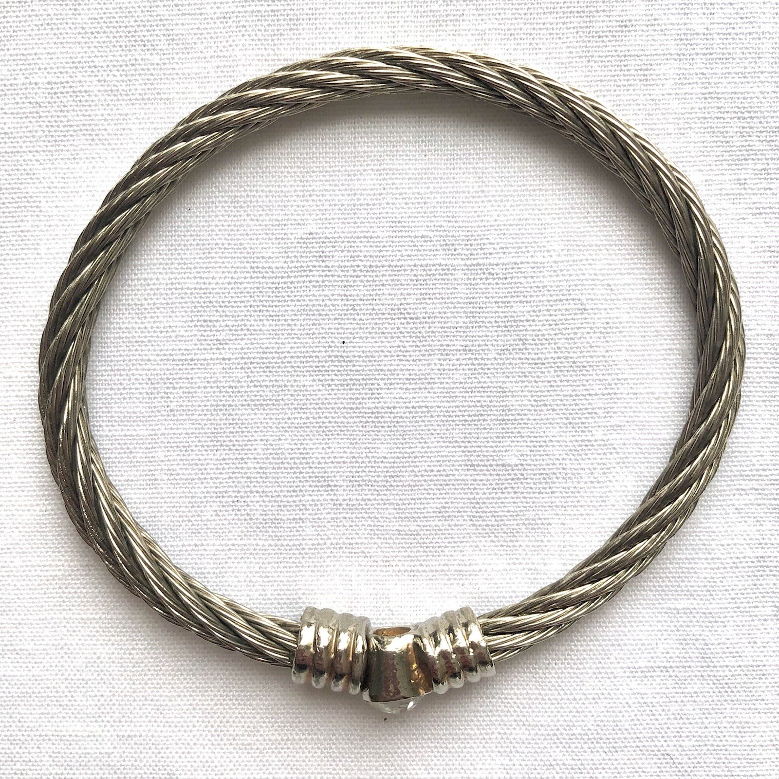 Twisted Cable Bangle Bracelet Rhinestone Stackabl… - image 5